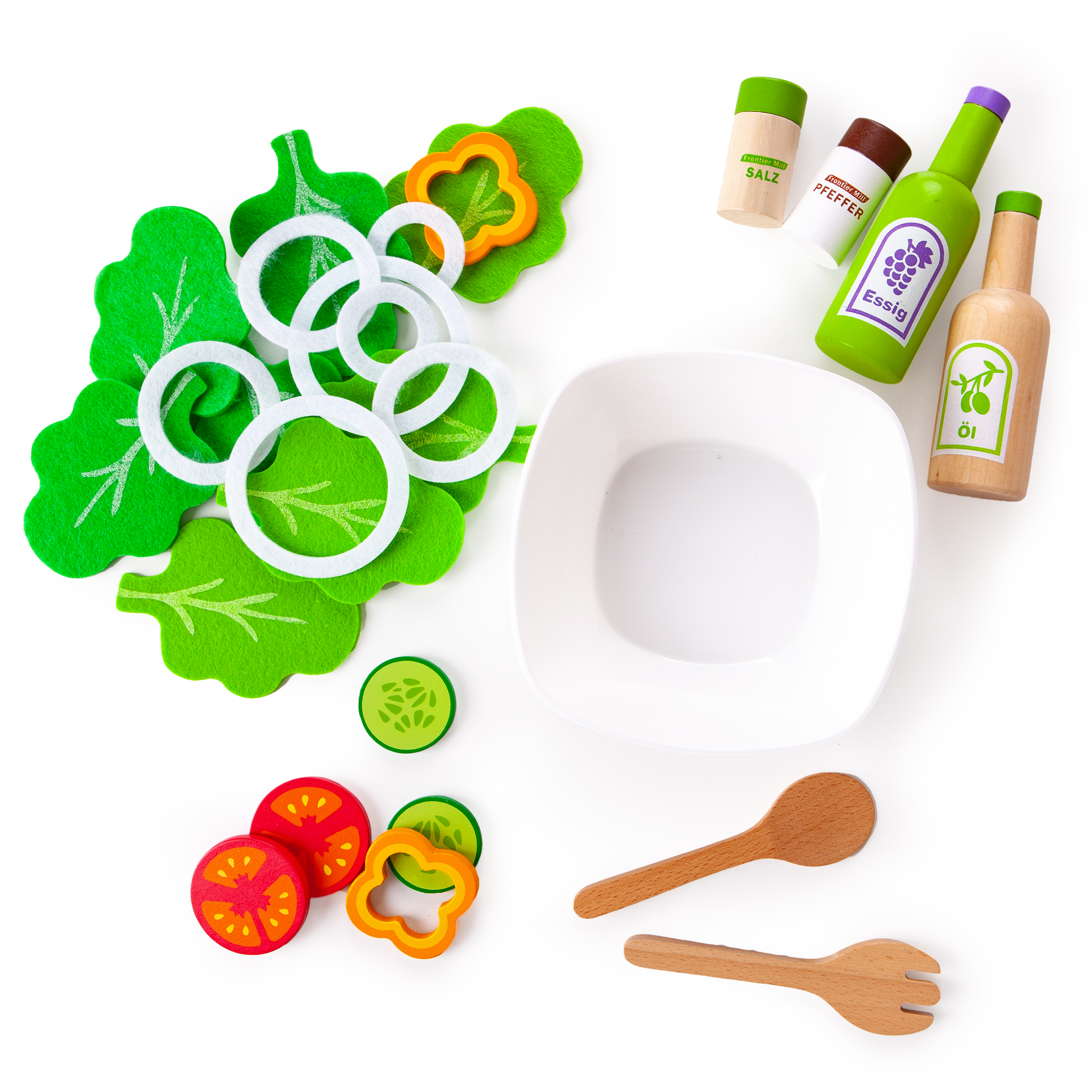 Drveni set salata sa zdjelom