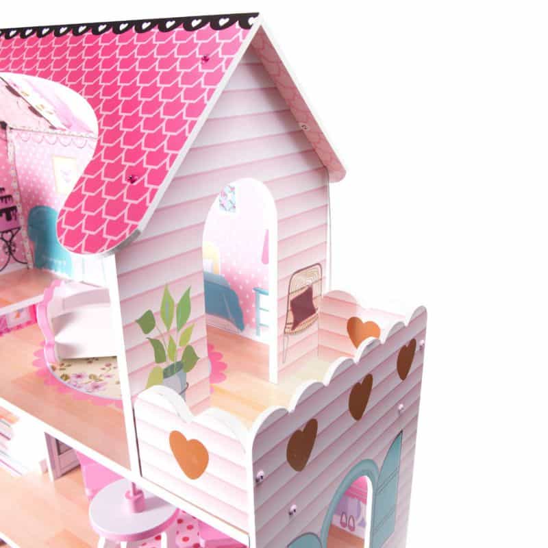 Kućica za lutke s led rasvjetom PINK - balkon