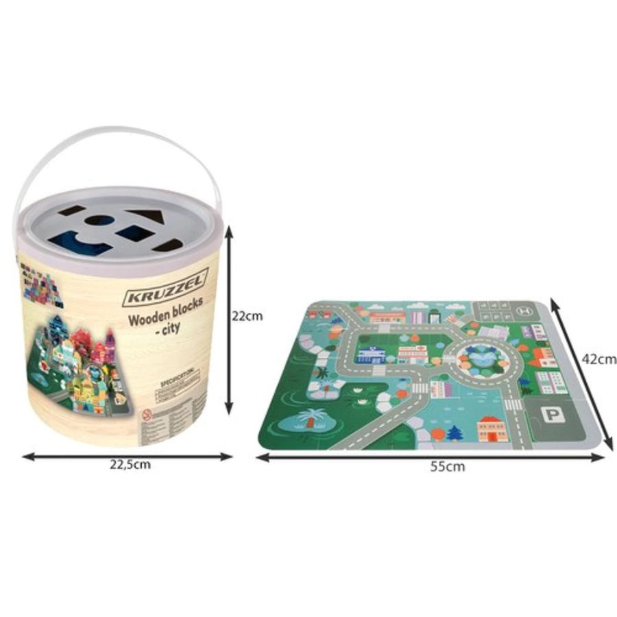 Drvene kocke City 100 kom pakiranje i dimenzije