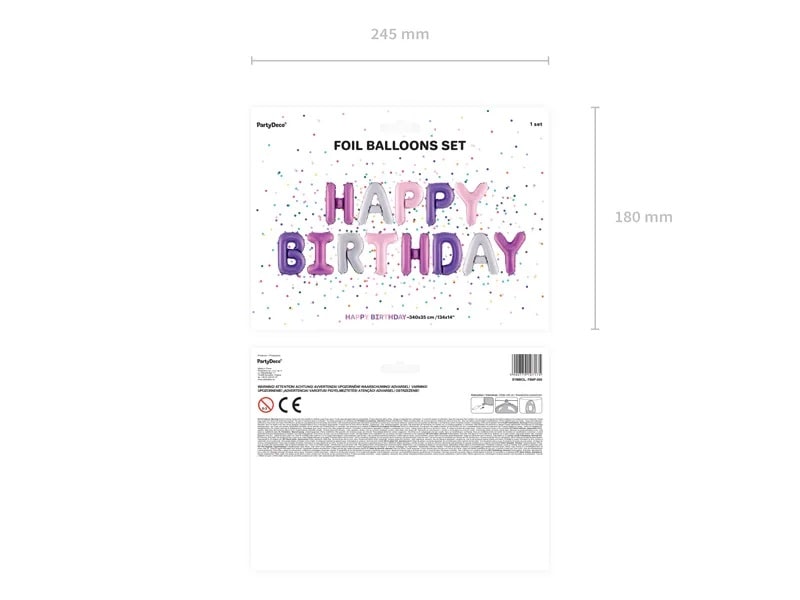 Baloni folija - natpis happy birthday rainbow - pakiranje