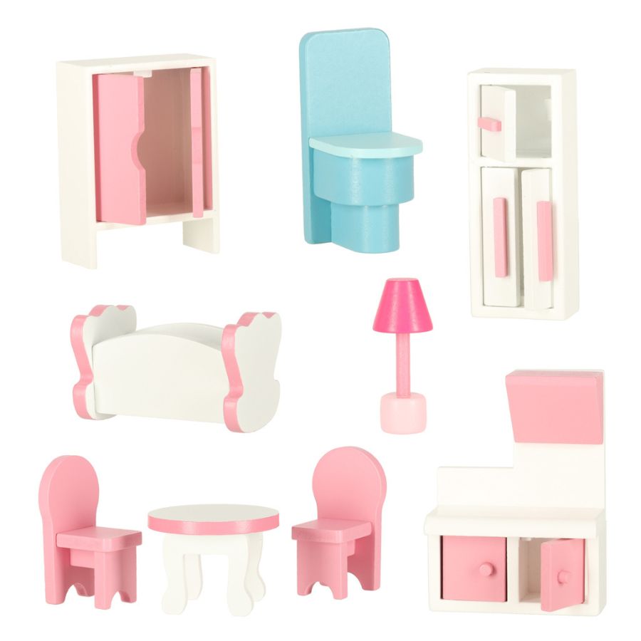 Kućica za lutke Lulilo Papilio pink 80cm, namještaj