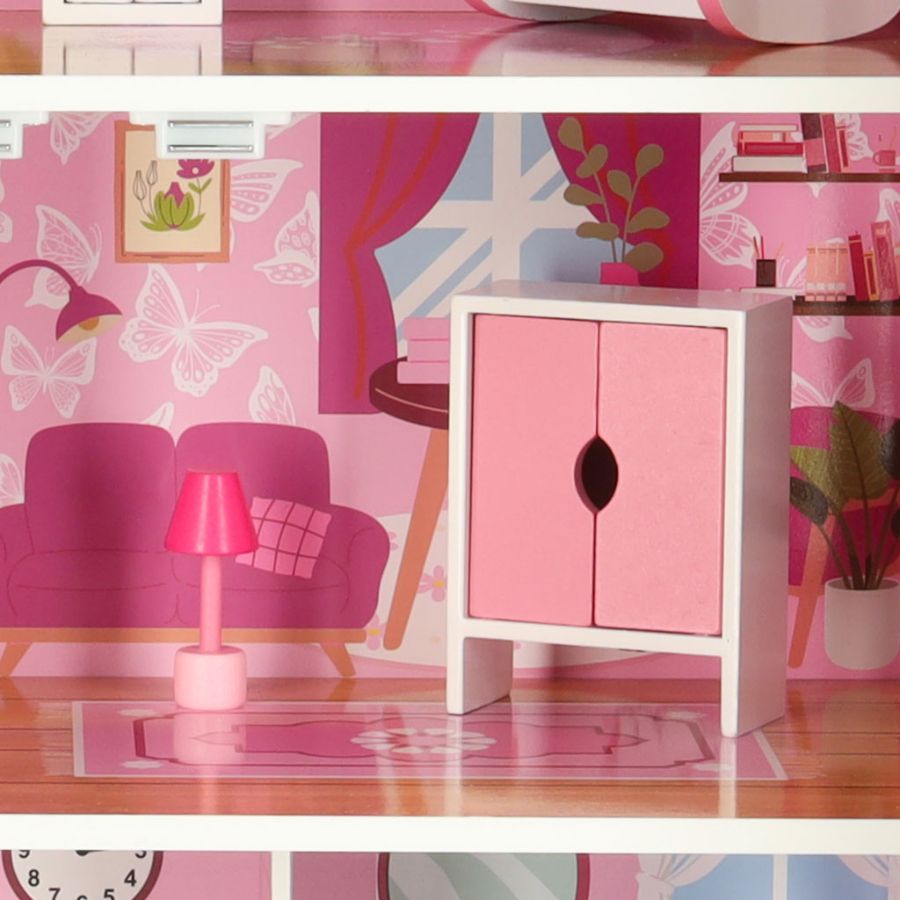 Kućica za lutke Lulilo Papilio pink 80cm, spavaća soba