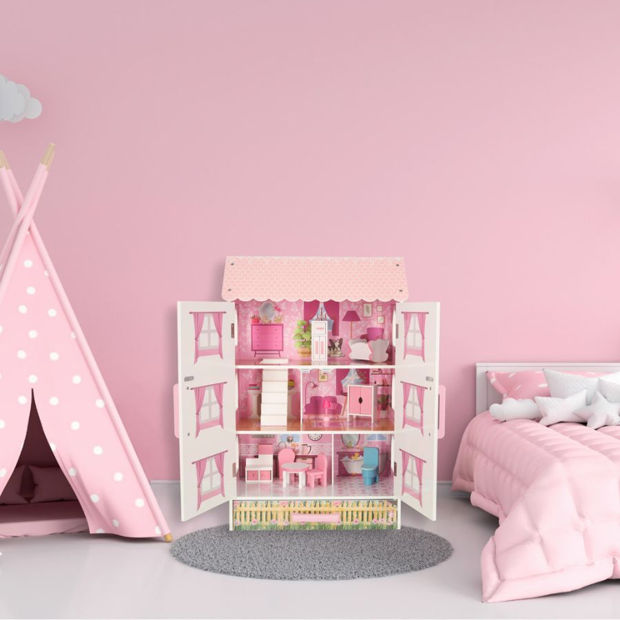 Kućica za lutke Lulilo Papilio pink 80cm, uklapa se i dječju sobu