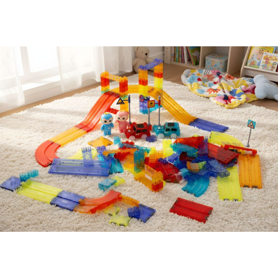 Magnetni blokovi LED set staza i autići od 154 dijelova