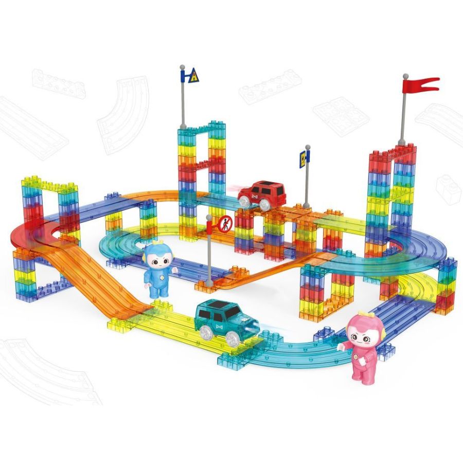 Magnetni blokovi set za izgradnju staze I autići