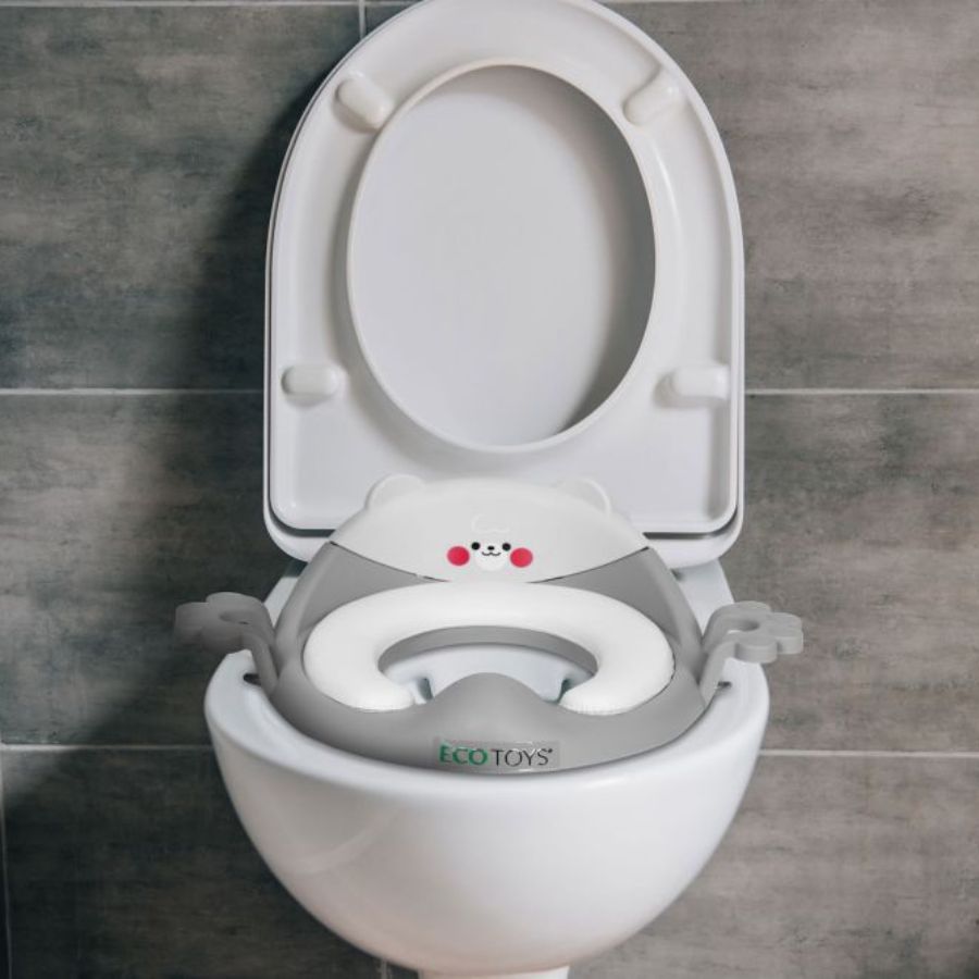 Nastavak za wc školjku za djecu sivi prikaz na wc školjki Nastavak za wc školjku za djecu sivi prikaz na wc školjki