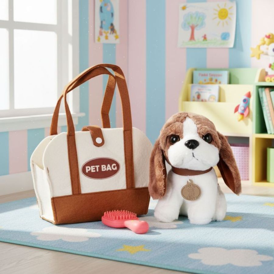 Plišana igračka bigl torba i četka