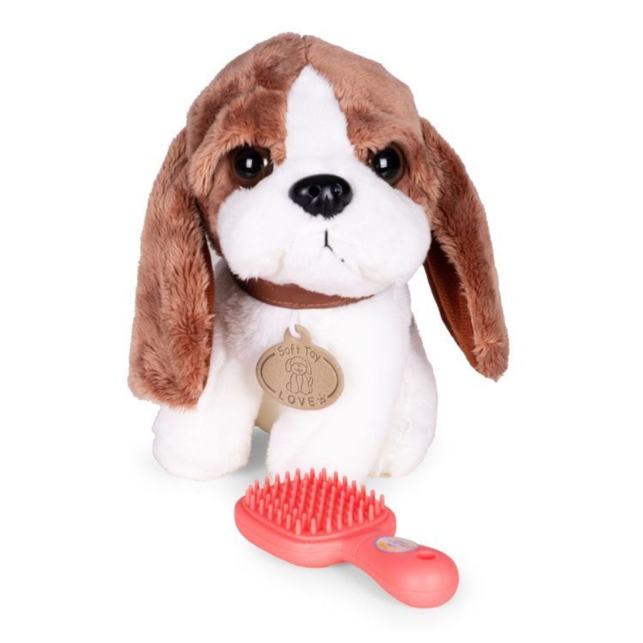 Plišani bigl i četka za češljanje dlake