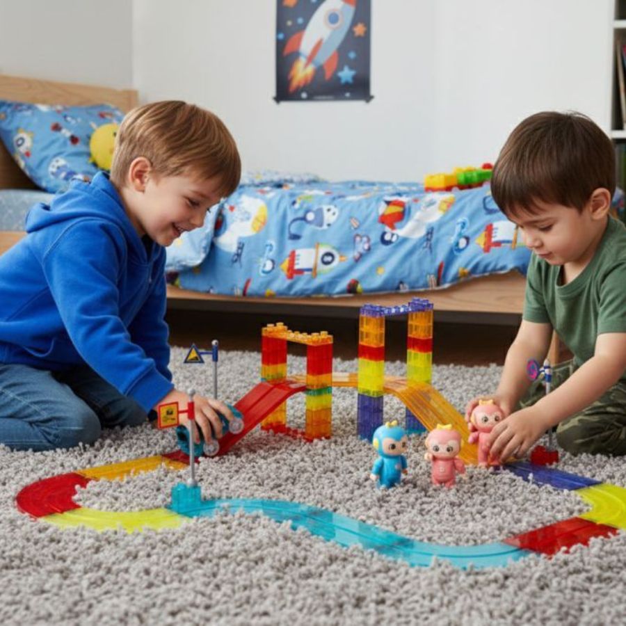 Set magnetnih blokova za izgradnju staze s autićima