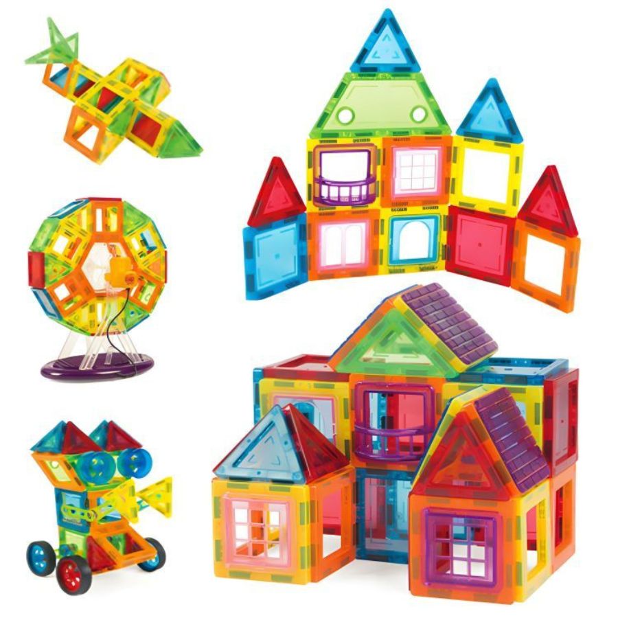 Magnetni blokovi za slaganje dvorca, kuće i drugih motiva – 106 dijelova