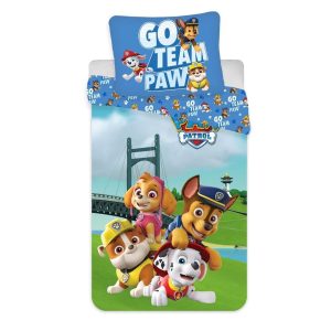 Dječja posteljina Psići u ophodnji plavo zelena