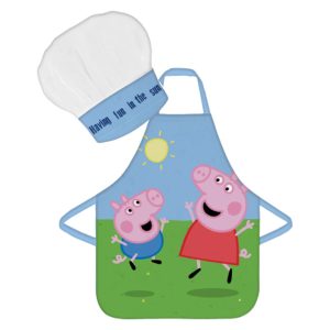 Dječja pregača Peppa Pig u plavoj boji i kuharska kapa za djecu
