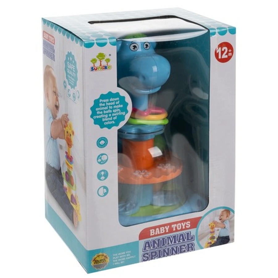 Edukativna igracka za bebe vrtuljak Dino spinner u paketu
